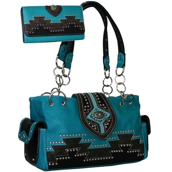 Gold Rush Gold Rush BT927WB927SET-TQ Turquoise Jewel Concealed Carry Purse Wallet Set - Turquoise BT927WB927SET-TQ